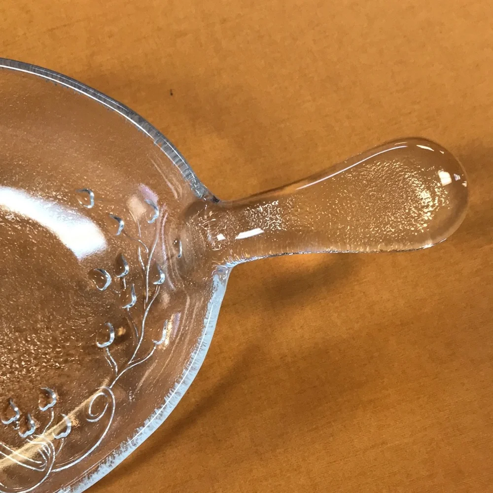 Vintage Frosted Glass Serving Dish with Handle‎
